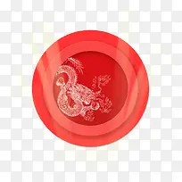 红色圆形龙抬头龙图案标志