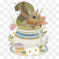 可爱松鼠唯美插画