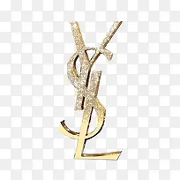 圣罗兰金色LOGO镶钻胸针