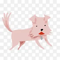 卡通手绘粉红色的小狗设计
