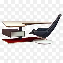 现代不规则办公桌黑色旋转椅