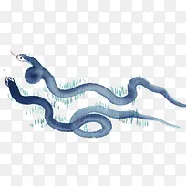 水墨两条蛇