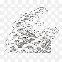 翻腾大海浪花简笔画
