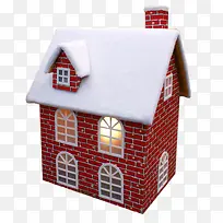 白雪覆盖的红色房子