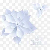白色3D立体剪纸花朵免抠