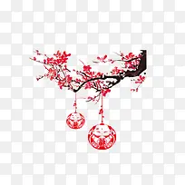 红色春节装饰梅花植物
