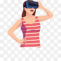 带着VR设备的女人