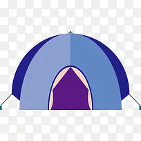 蓝色帐篷矢量扁平彩色露营帐篷