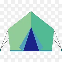 创意绿色帐篷矢量扁平彩色露营帐