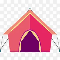 红色时尚帐篷矢量扁平彩色露营帐