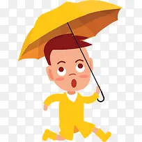 雨中打伞的黄色小人