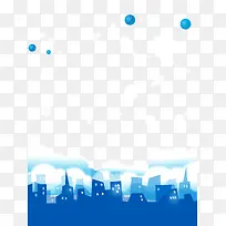 蓝色创意城市夜景海报背景