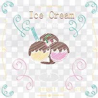 冰淇淋日系插画