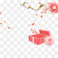 粉色礼物盒飘带母亲节爱心
