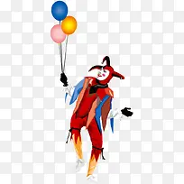 小丑拿气球素材