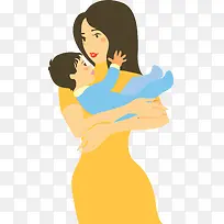 母亲节带小孩怀抱婴儿矢量素材