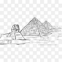 手绘线稿金字塔