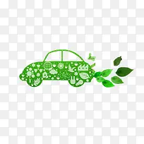 绿色创意环保低碳汽车插画