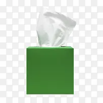 绿色正方形纸质包装盒的抽纸巾实