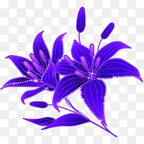 手绘质感合成紫色的罗兰花
