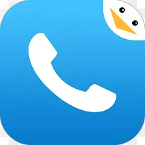 蓝色电话图标加小鸭子微笑图标