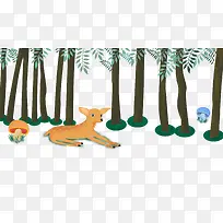免抠卡通手绘森林里的小鹿