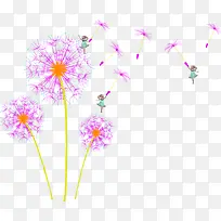 紫色蒲公英种子装饰图案