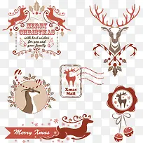 矢量各种圣诞小鹿装饰素材