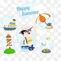 清新 度假 矢量 夏天素材