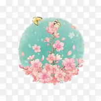 桃花盛开蝴蝶
