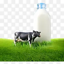 平面牧场牛乳广告矢量图
