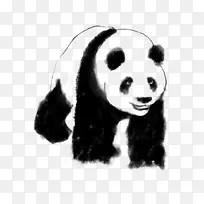 水墨中国画动物插图爬行的熊猫
