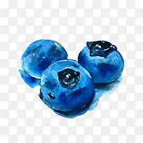 蓝莓水彩晕染手绘画