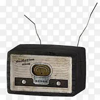 手绘复古老式收音机