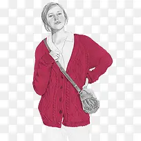 手绘美女毛衣