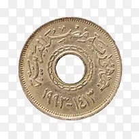 圆形中心穿孔的带年份的古代硬币