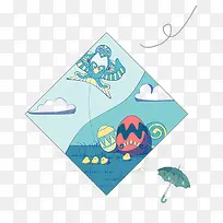 传统手绘民族风筝节郊游