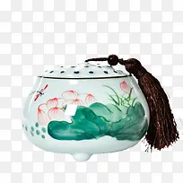 龙泉青瓷手绘陶瓷茶叶罐