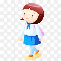 背着书包上学的女孩