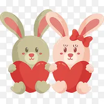 可爱情人节兔子玩偶