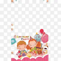 韩版可爱卡通生日蛋糕海报装饰