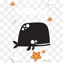 生日贺卡卡通鲸鱼