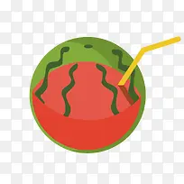 矢量红色西瓜饮品店logo图标