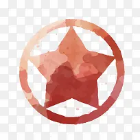 水彩绘红色五角星