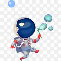 卡通宇航员和泡泡