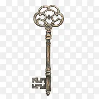 古老黄铜钥匙装饰