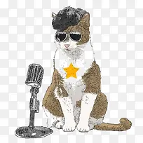 卡通棕色猫咪唱歌