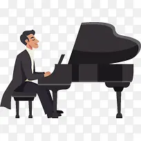 正在弹钢琴的男子
