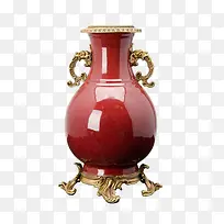 红色瓷瓶