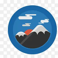 卡通山顶平面风景物矢量图标免抠